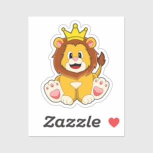 Lion as King with Crown Sticker