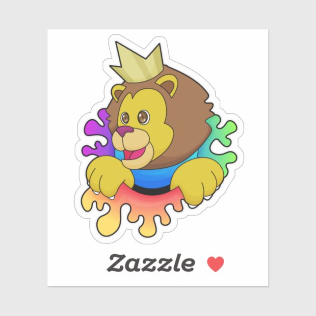 Lion as King with Crown Sticker (Sheet)