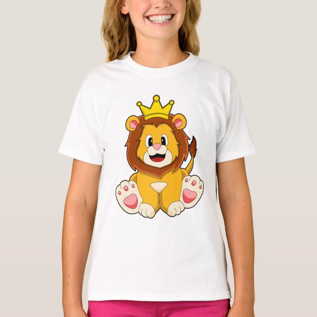 Lion as King with Crown T-Shirt (Front)