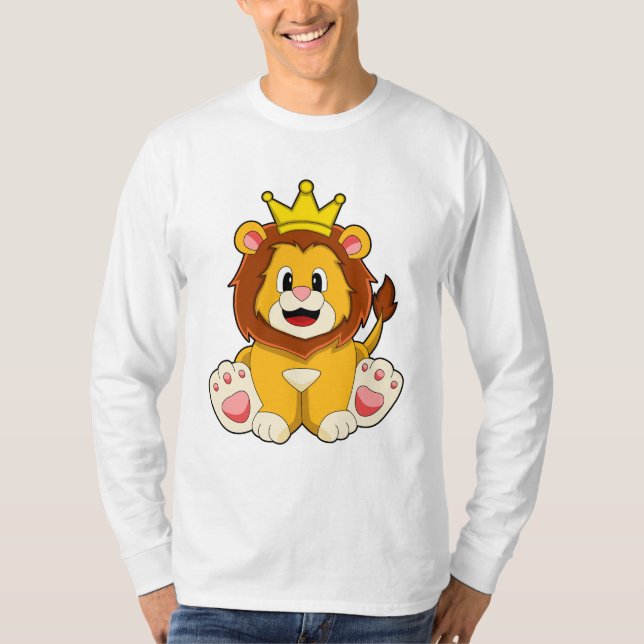 Lion as King with Crown T-Shirt (Front)