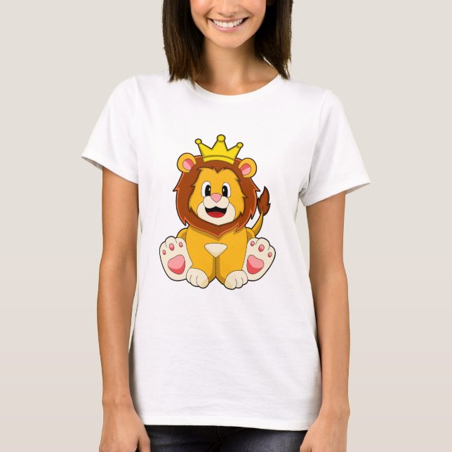 Lion as King with Crown T-Shirt (Front)