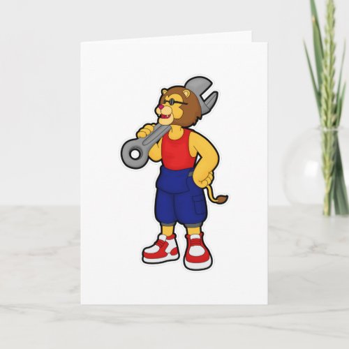 Lion as Mechanic with Wrench Card