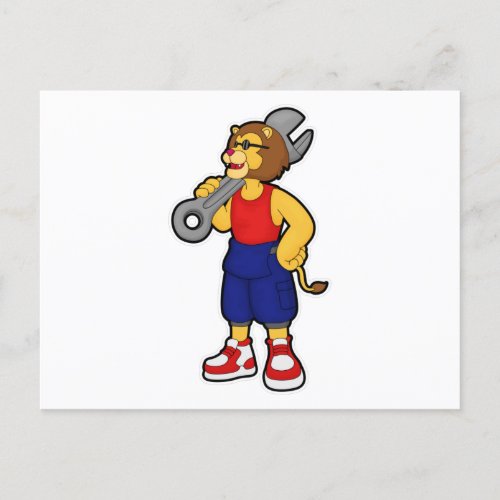 Lion as Mechanic with Wrench Postcard