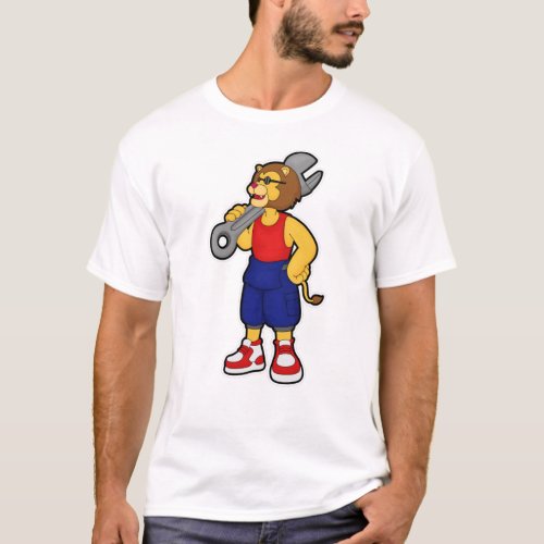 Lion as Mechanic with Wrench T_Shirt