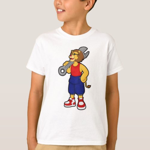 Lion as Mechanic with Wrench T_Shirt