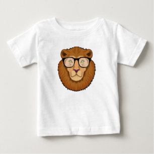 Lion as Nerd with Glasses Baby T-Shirt