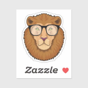 Lion as Nerd with Glasses Sticker