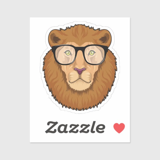 Lion as Nerd with Glasses Sticker (Sheet)