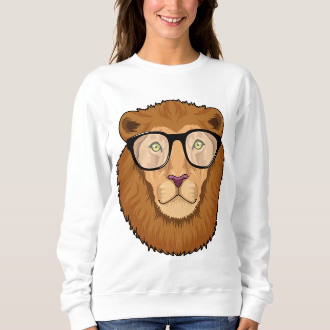 Lion as Nerd with Glasses Sweatshirt (Front)