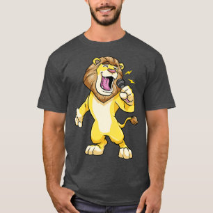 Lion as Singer with Microphone T-Shirt