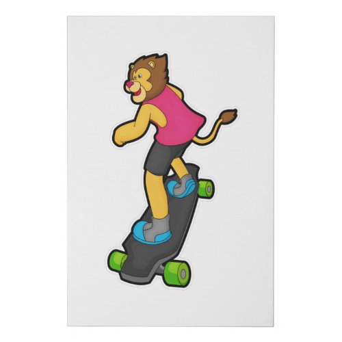 Lion as Skateboarder with Skateboard Faux Canvas Print