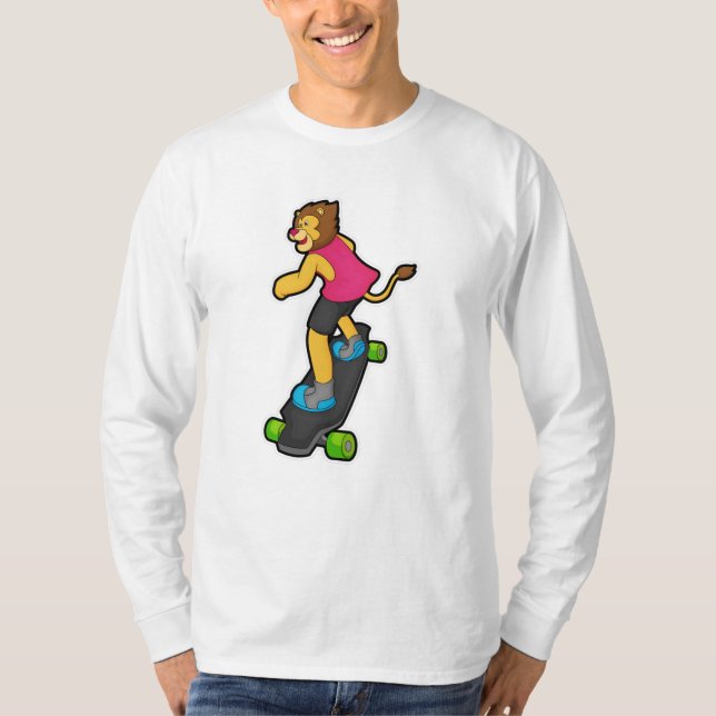 Lion as Skateboarder with Skateboard T-Shirt (Front)