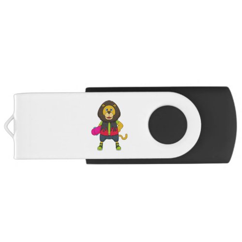 Lion as Skater with Skateboard Flash Drive