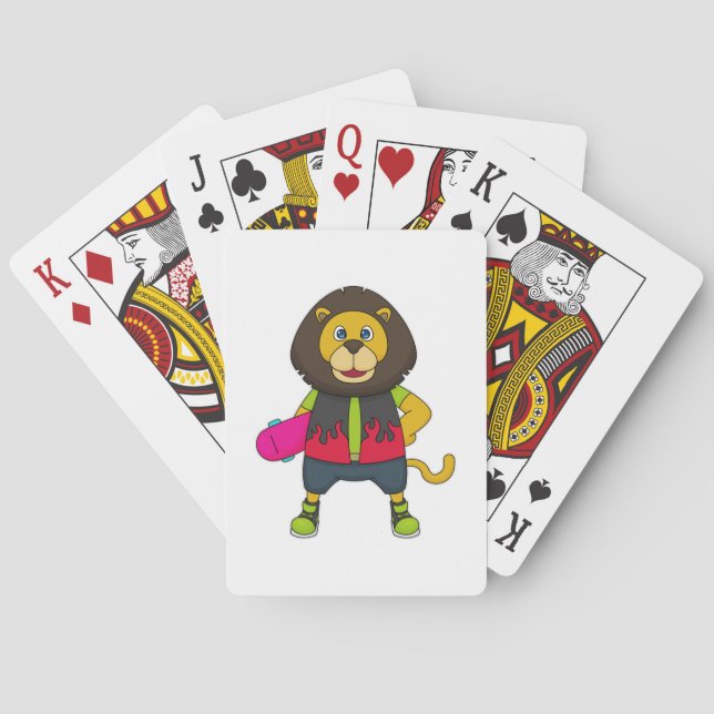Lion as Skater with Skateboard Poker Cards (Back)