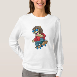 Lion as Skater with Skateboard T-Shirt