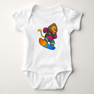 Lion as Snowboarder with Snowboard Baby Bodysuit