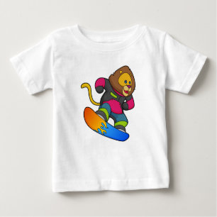 Lion as Snowboarder with Snowboard Baby T-Shirt