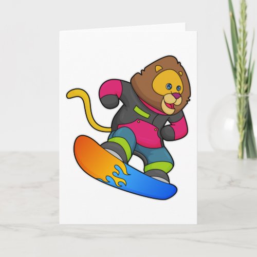 Lion as Snowboarder with Snowboard Card