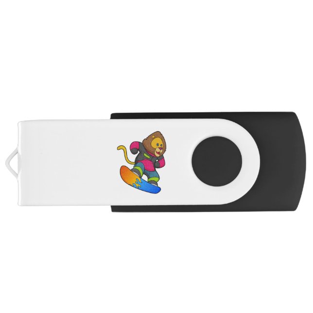 Lion as Snowboarder with Snowboard Flash Drive (Back)
