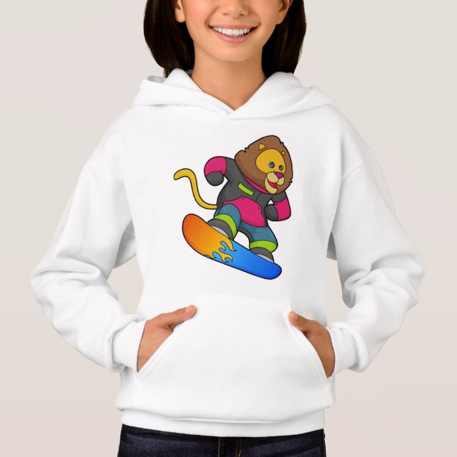 Lion as Snowboarder with Snowboard Hoodie (Front)