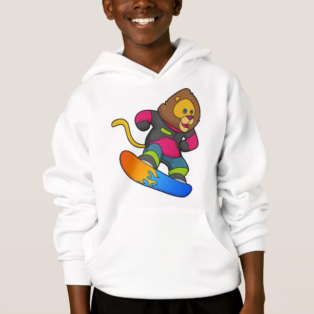 Lion as Snowboarder with Snowboard Hoodie (Front)