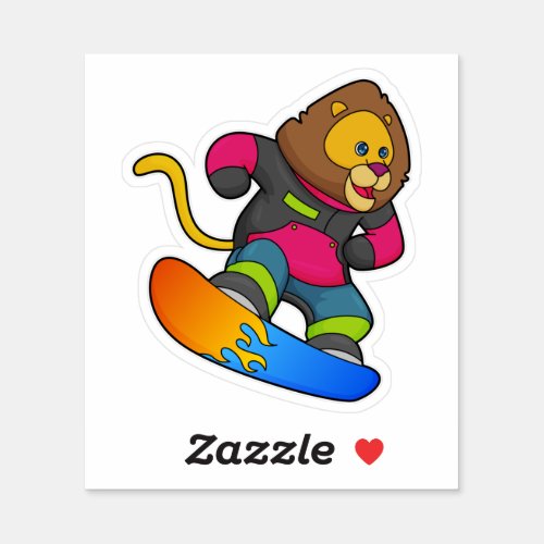 Lion as Snowboarder with Snowboard Sticker