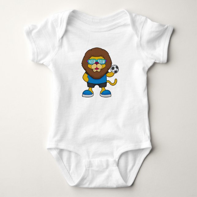 Lion as Soccer player with Soccer Baby Bodysuit (Front)