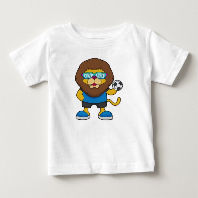 Lion as Soccer player with Soccer Baby T-Shirt (Front)