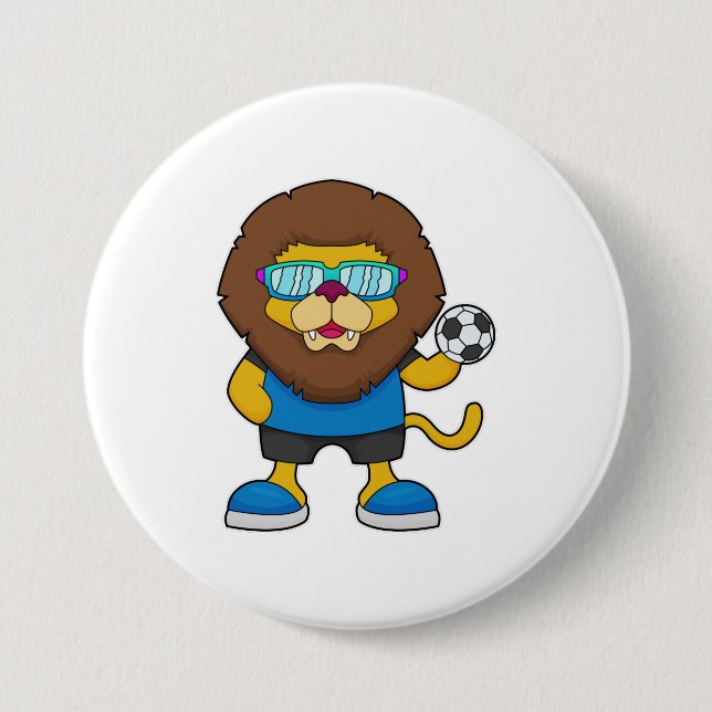 Lion as Soccer player with Soccer Button (Front)