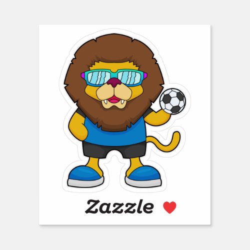 Lion as Soccer player with Soccer Sticker