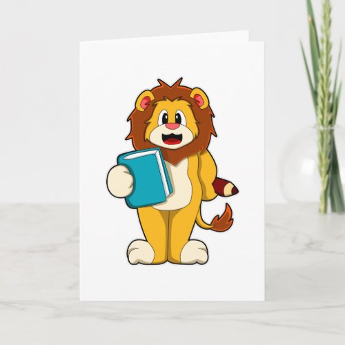 Lion as Student with Book Card