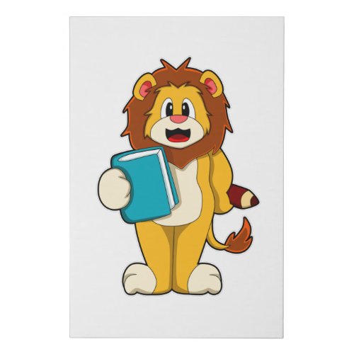 Lion as Student with Book Faux Canvas Print