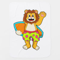 Lion as Surfer with Surfboard