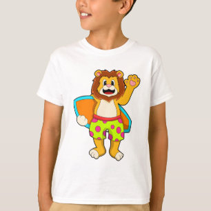 Lion as Surfer with Surfboard T-Shirt