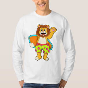 Lion as Surfer with Surfboard T-Shirt