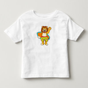 Lion as Surfer with Surfboard Toddler T-shirt