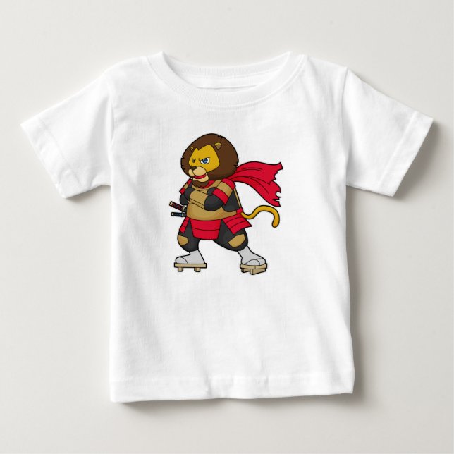 Lion as Warrior with Cape Baby T-Shirt (Front)