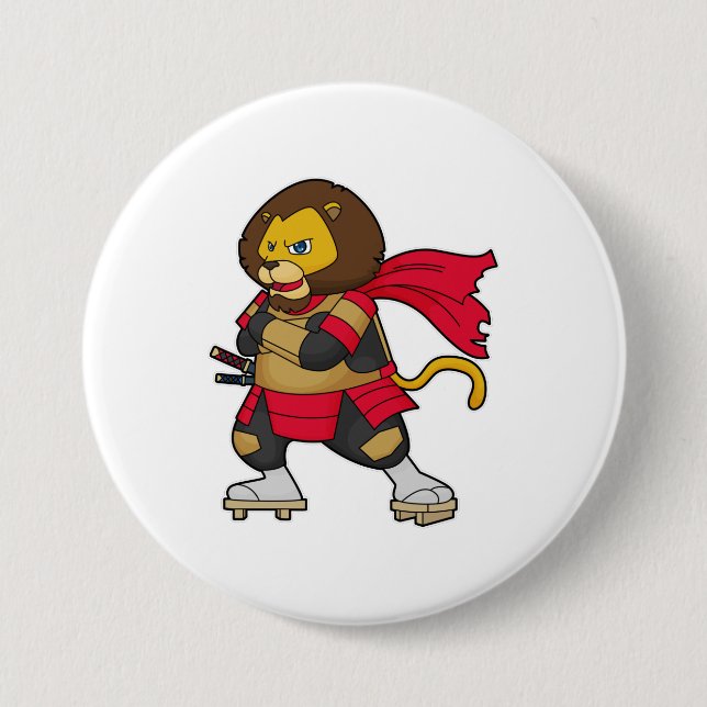Lion as Warrior with Cape Button (Front)