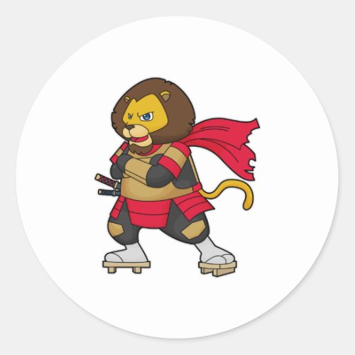 Lion as Warrior with Cape Classic Round Sticker