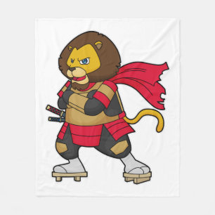 Lion as Warrior with Cape Fleece Blanket