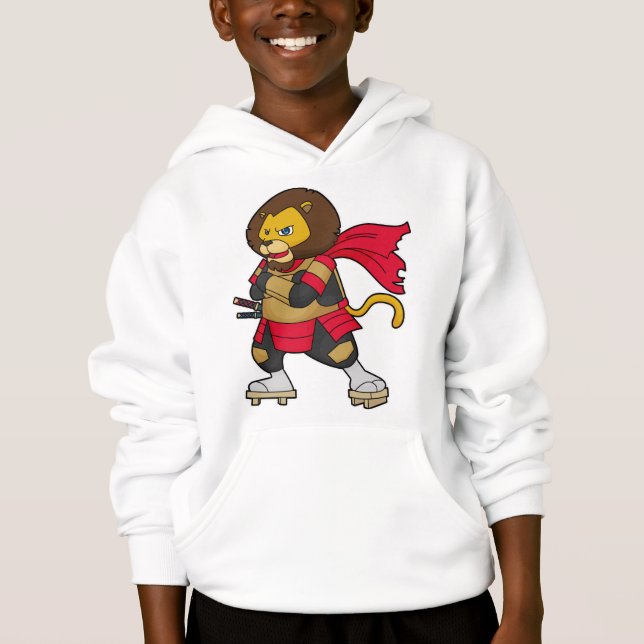 Lion as Warrior with Cape Hoodie (Front)