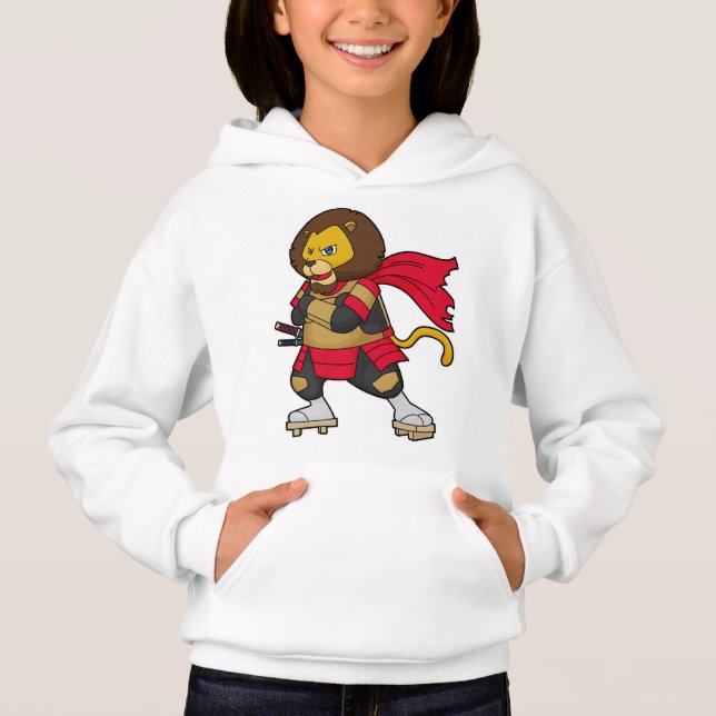 Lion as Warrior with Cape Hoodie (Front)