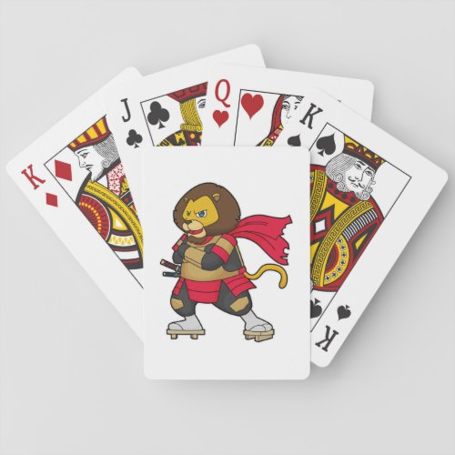 Lion as Warrior with Cape Poker Cards
