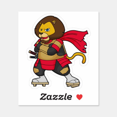 Lion as Warrior with Cape Sticker