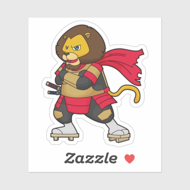 Lion as Warrior with Cape Sticker (Sheet)