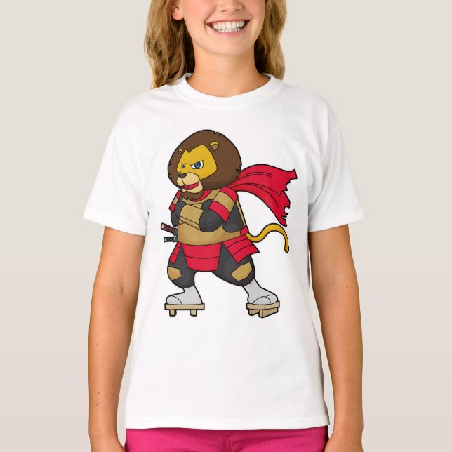 Lion as Warrior with Cape T-Shirt (Front)