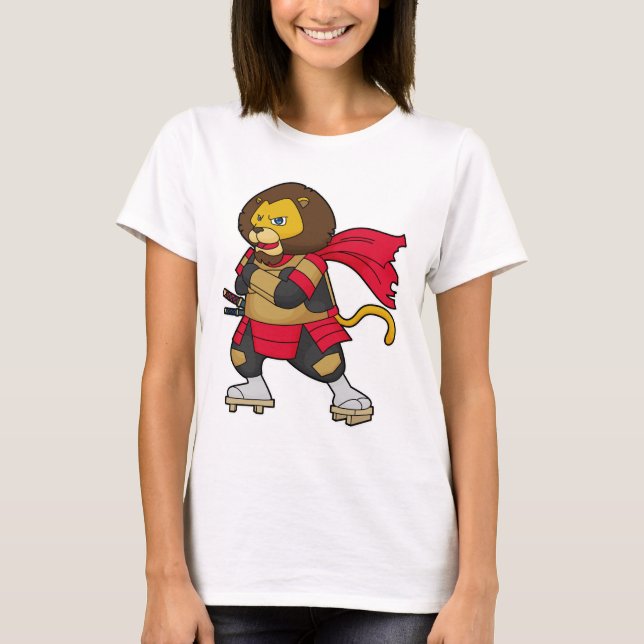 Lion as Warrior with Cape T-Shirt (Front)
