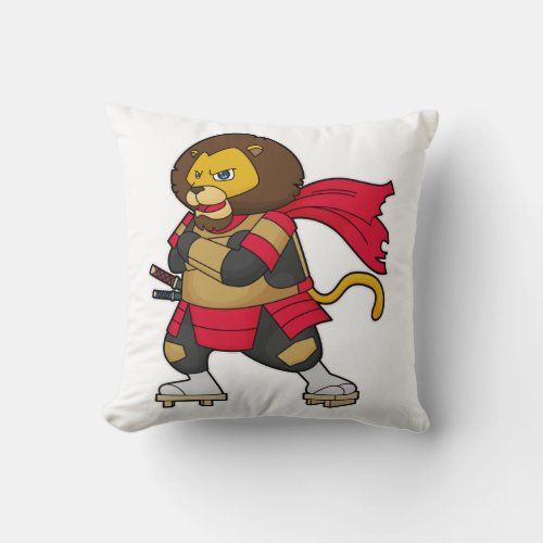 Lion as Warrior with Cape Throw Pillow