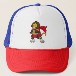 Lion as Warrior with Cape Trucker Hat