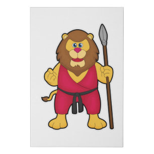 Lion as Warrior with Spear Faux Canvas Print